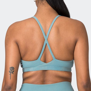 Sujetador Deportivo Acanalado Elástico en 4 Direcciones, Cómodo y a la Moda, para Gimnasio y Deportes, Ligero, con Doble Cordón, Básico, para Yoga, para Mujer - Product Image 5