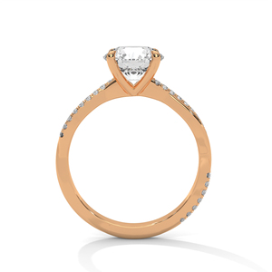 Anillo de compromiso con diamante cultivado en laboratorio, diseño retorcido y pavé, en oro amarillo – Anillo de diamante solitario para novia, para mujer - Product Image 2