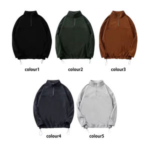 Sweat-shirt à capuche demi-zip pour homme, de qualité supérieure, épais, avec logo personnalisé brodé ou imprimé, vente en gros - Product Image 3