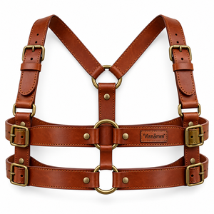 Premium Men Leather <b>Harness</b> Adjustable Body Strap Design Durable Leather Style Material Comfortable Fit Fashion Costume - Product Image 1