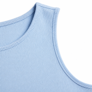 Débardeur côtelé tricoté teinté à nouer aux épaules pour femme |   Crop top sans manches coupe ajustée |   Haut décontracté extensible et confortable - Product Image 4