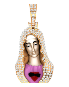 จี้พระแม่มารี จี้เงินแท้ 925 จี้โมอิสซาไนต์ VVS แบบสั่งทำ จี้ฮิปฮอปแบบฝังเพชร จี้เครื่องประดับทางศาสนา จี้แฟชั่น - Product Image 1