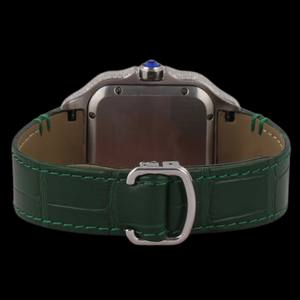 Wholesale Price Green Color Leather Band <b>Square</b> Dial Multi Color Roman Numerals Moissanite Diamond Unisex Affordable Price <b>Watch</b> - Product Image 2