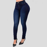 Jean en denim tissé extensible taille haute pour femme, coupe skinny, délavage clair, effet push-up, sculptant le corps, respirant, avec rivets, idéal pour l'hiver et le quotidien