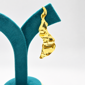 Sstringz Exim Pvt. Ltd. Gold Plated Brass Chandelier Earrings Women Irregular Geometric Leaf Design Trendy Long Dangle Gift - Product Image 2