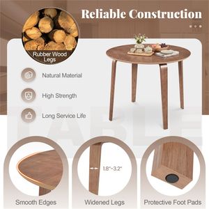 Table à manger ronde en bois de noyer et caoutchouc pour 4 personnes avec design assemblé - Product Image 5