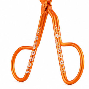 Orange Stainless Steel Eyelash <b>Curler</b> with Floral Design Lightweight Portable Makeup Tool for Easy Use - Product Image 4