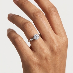 Bague de fiançailles classique pour femme avec diamant rond brillant PT950, bijoux en diamant de laboratoire - Product Image 5