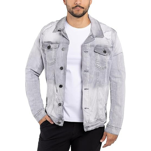 2024 New Arrival High Quality Custom Design Men's <b>Denim</b> <b>Jacket</b> Wholesale Streetwear Style Front Button Casual Washed Print - Product Image 3