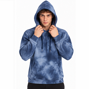 Sweat à capuche en maille gaufrée pour homme, manches longues, pull thermique, streetwear décontracté, mode hiver, sweat à capuche personnalisé, vêtements en gros - Product Image 5