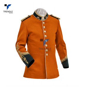 Men's Orange Single Breasted Ceremonial Shirt <b>Jacket</b> With Gold Embroidery <b>Mandarin</b> <b>Collar</b> Formal Style - Product Image 1
