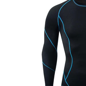 Camiseta Deportiva de Compresión para Hombre, Manga Larga, Azul Sólido, Ecológica, Transpirable, de Secado Rápido, Cuello Redondo, Oversize, Spandex/Poliéster - Product Image 2