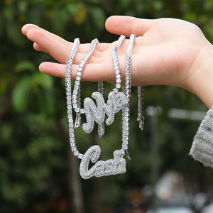 Moissanite Letter Pendant <b>Necklace</b> New Style Letter Hip Hop Luxury 925 Sterling Silver VVS <b>Necklace</b> DIY English <b>Name</b> - Product Image 4