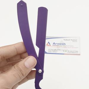 Rasoir de rasage de coiffeur professionnel de haute qualité enduit de violet en gros en acier inoxydable Logo personnalisé visage turc durable - Product Image 4