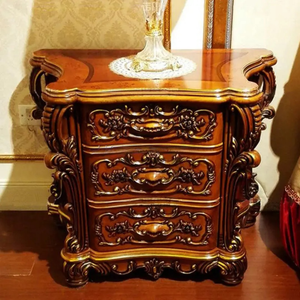 Elegante Juego de Dormitorio Europeo de Lujo con Cama King Size, Diseño Antiguo en Madera de Caoba Tallada - Product Image 6