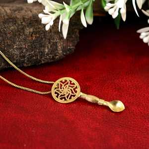 Collier unisexe en alliage plaqué or avec pendentif cuillère, thème vintage, bijoux de mode - Product Image 2