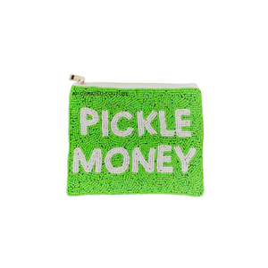Pickle Money Handmade Beaded Coin Purse Mini Zipper <b>Wallet</b> <b>Green</b> Letter Pattern Unisex Creative Trendy Modern Custom Beaded - Product Image 1