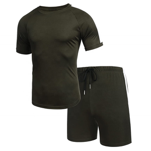 Ensemble de vêtements unisexe décontracté pour la saison d'automne, design personnalisé, t-shirt et short unis, deux pièces, séchage rapide, 100% coton, logo personnalisé - Product Image 1