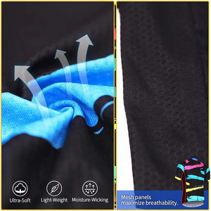 เสื้อจักรยานผู้ชายแบบสั่งทำพิเศษ แขนสั้น สีดำ-น้ำเงิน ลายเรขาคณิต ซิปเต็มตัว ระบายอากาศได้ดี เสื้อปั่นจักรยานสำหรับผู้ใหญ่ เสื้อกีฬา - Product Image 3
