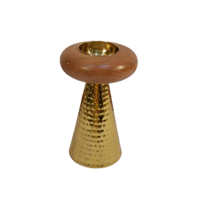 Brûleur d'encens artisanal en bois avec bol en acier inoxydable et base en métal argenté martelé pour parfumer l'intérieur - Product Image 4