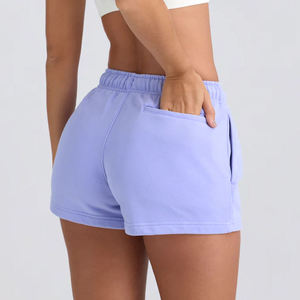 Wholesale Women Breathable Cotton Fleece Sweat <b>Shorts</b> Custom Logo French Terry <b>Lounge</b> <b>Shorts</b> Drawstring Closure OEM <b>Shorts</b> - Product Image 4