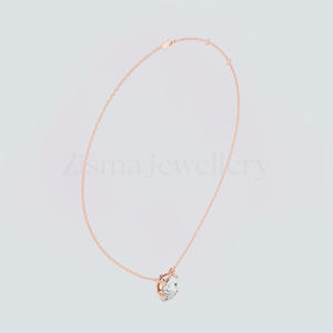 Collar con Diamante Cultivado en Laboratorio Certificado por IGI de 1ct, Plata 925, Oro Sólido de 14K, DEF VVS2, Colgante Ovalado Solitario, Fabricante de Joyería - Product Image 4