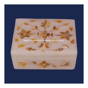 Best Selling Golden Mother of Pearl Marble <b>Box</b> Jewelry Packaging <b>Box</b> Marble Inlay Marble Decoration <b>Box</b> From India Ready to Ship - Product Image 2