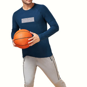 T-shirt à manches longues pour homme de haute qualité, polyester/coton, col rond, tissu en toile, respirant, décontracté, pour l'extérieur - Product Image 5