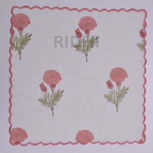 Serviettes de table en coton réutilisables Ridhi, imprimées à la main avec des motifs floraux, brodées, pour restaurant, hôtel, mariage - Product Image 2