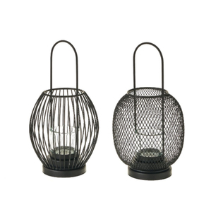 Juego de 2 Portavelas Votivas de Hierro y Vidrio con Acabado Negro de Alta Calidad para Decoración del Hogar, Navidad y Bodas - Product Image 1