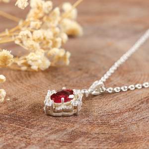 Collier pendentif en rubis rouge naturel pour femme, bijoux minimalistes en rubis rose, élégant en argent sterling, pour fiançailles et anniversaire - Product Image 3