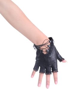 Guantes de moda de cuero sin dedos para mujer - Product Image 2