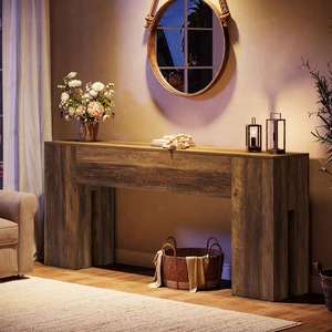 Mesa Consola Moderna de Hierro Estilo Rústico para Granja, Mesa de Sofá Extralarga con Patas Robustas, Muebles para Sala de Estar - Product Image 6