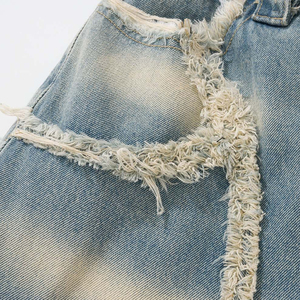 Jean en denim déchiré uni à taille mi-haute pour homme, coupe décontractée, en coton délavé, style hiver-printemps - Product Image 6