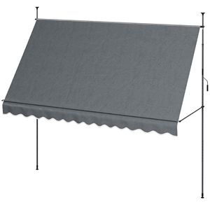 Tenda da Sole Manuale Retrattile 11.5x4 ft Autoportante Grigio Scuro con Protezione UV, Telaio in Alluminio e Bracci Pieghevoli per Terrazze 3m - Product Image 1