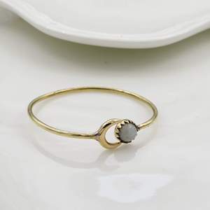 Handmade Brass Crescent Moon Moonstone Cuff <b>Bracelet</b> Adjustable Open Bangle Minimalist <b>Boho</b> Celestial Jewelry for Women - Product Image 3