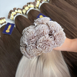 RUSA HAIR Extensions de cheveux vierges vietnamiens à pointes en kératine, couleur platine, super double drawn, longueurs 10 à 32 pouces, tissage - Product Image 1