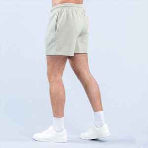 Pantalones Cortos de Algodón Gris Claro para Hombre, Cintura Elástica, Corte Medio, Transpirables, Tejidos - Product Image 3