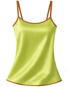Lime Green Brown Satin Women Pajama Set Silk Sleepwear <b>Spaghetti</b> <b>Strap</b> Cami And Shorts Soft Luxury Nightwear Summer Lounge Set - Product Image 2