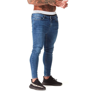 Custom Vintage Straight Classic Blue <b>Jeans</b> Men High <b>Waist</b> Breathable <b>Elastic</b> <b>Waist</b> Pants Spring - Product Image 3