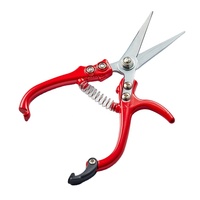 Sécateurs à bec effilé mini bypass en aluminium Kwang Hsieh SK5 extra-affûtés, lot de 2, poignée antidérapante rouge, revêtement PTFE, modèle KJ-204