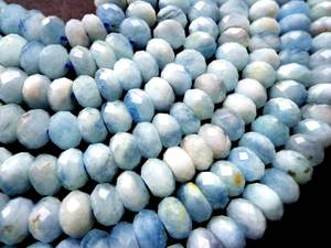 ลูกปัดพลอยอะความารีนธรรมชาติทรงรอนเดลเหลี่ยมเพชรพลอย สีฟ้าสวยงาม คุณภาพสูง ร้อยเป็นเส้นเต็ม - Product Image 6