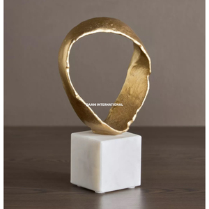 Sculpture Circulaire Moderne Abstraite en Métal Doré, Centre de Table, Décoration de Luxe pour Mariage, Maison, Art, Salon, Bureau - Product Image 1