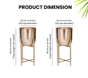 Jardinière en métal doré de qualité supérieure avec support |   Pots en métal avec support pour plantes, pour la décoration de la maison |   Convient aux plantes d'intérieur/d'extérieur - Product Image 3
