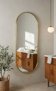 Modern Minimalist Iron <b>Frame</b> Full Length Wall <b>Mirror</b> Pill Shape <b>Gold</b> Finish Decorative Vanity <b>Mirror</b> Luxury Home Decor - Product Image 5