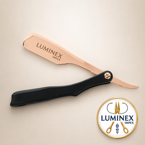 Navaja de Afeitar Recta Vintage Luminex Impex con Mango de Concha de Abulón y Acero al Carbono, Lista para Usar en Barberías y Salones - Product Image 3