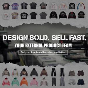 Custom Distressed <b>Embroidery</b> Zip up Rhinestone Graphic Hoodie Sweatpants Acid Wash Mens Hoodies Sweatshirt <b>Sets</b> Tracksuit - Product Image 6