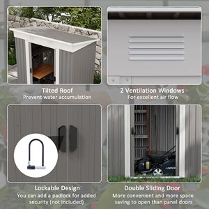 Casetta da Giardino in Metallo 6FT X 4FT con Porte a Doppio Blocco, 2 Prese d'Aria, Telaio in Acciaio per Deposito Attrezzi da Giardino - Product Image 6