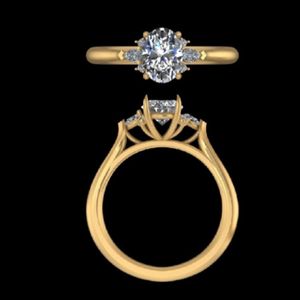 Anillo de compromiso de diamante de corte ovalado de 1.62 quilates, oro macizo de 18k/14k, banda de boda con piedra lateral en forma de pera, joyería fina de lujo para mujer. - Product Image 2