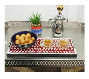 Plateau de service rectangulaire en résine époxy, corne de buffle naturelle, plateau de décoration pour la maison, artisanat de qualité, 2 pièces, vente en gros - Product Image 6